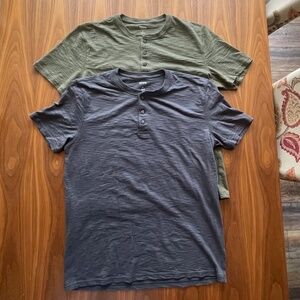 Set of 2 Sonoma Heathered Olive green & Grey 3 Button Henley- Men's Large